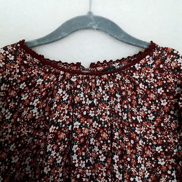 Wild Fable Flutter Cap Sleeve Mini Dress Sz XS Brown Floral Print Ruffle Hem - Picture 3 of 13